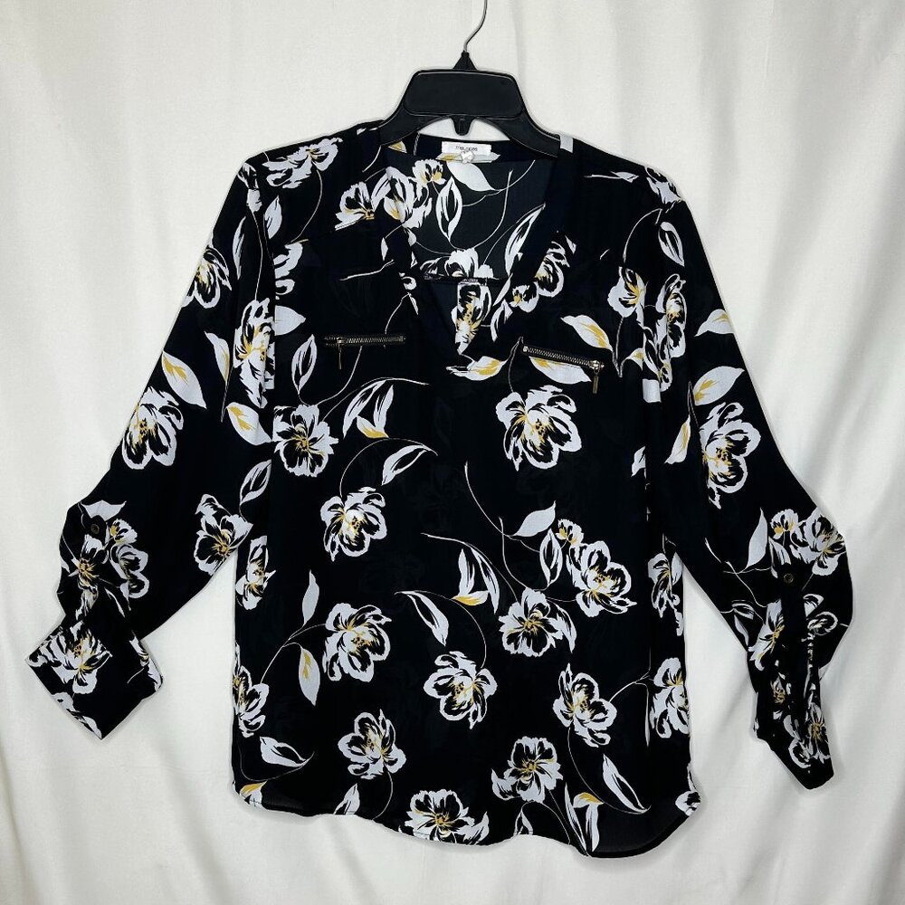 Maurices Black and Yellow Floral Blouse Size L